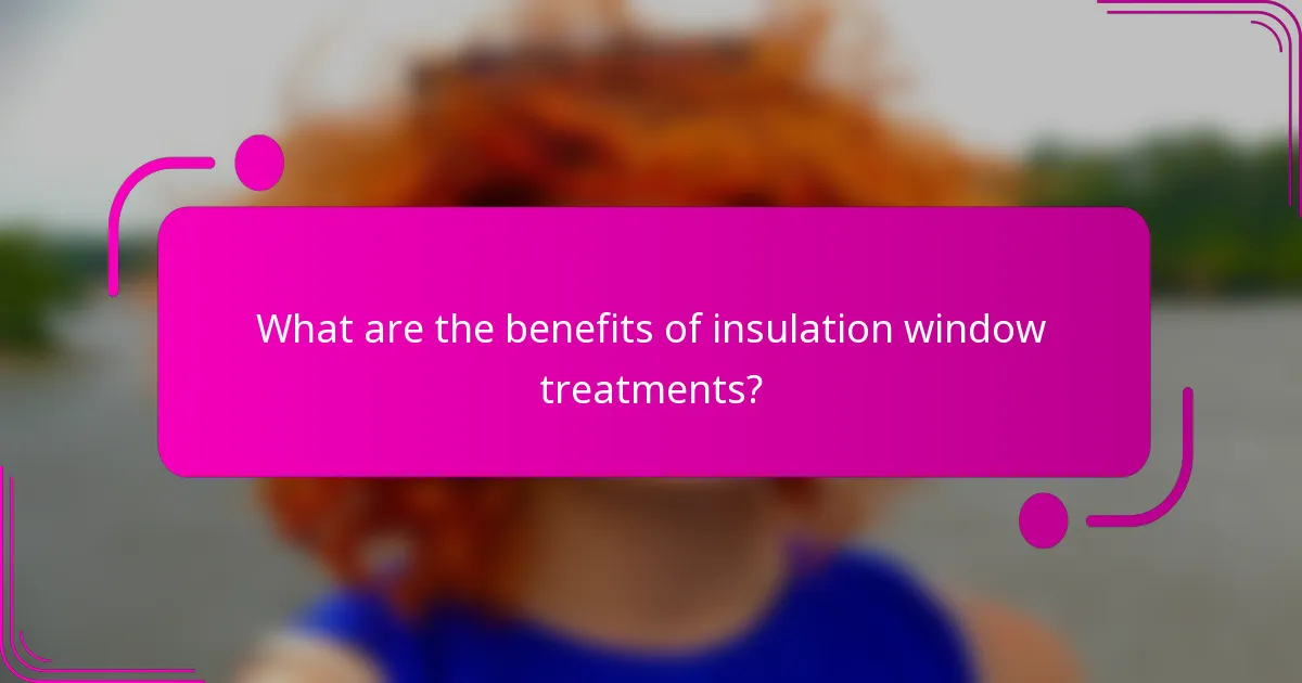 What are the benefits of insulation window treatments?